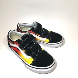 Vans Easy On Velcro Fire/Flames Kids Size 13